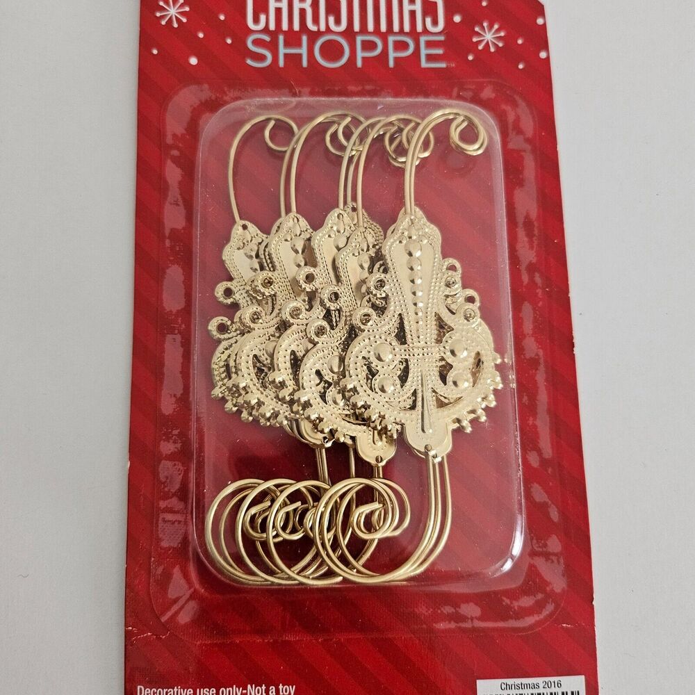 The Christmas Shoppe Fancy Gold Metal Ornament Hooks - 8 pieces total